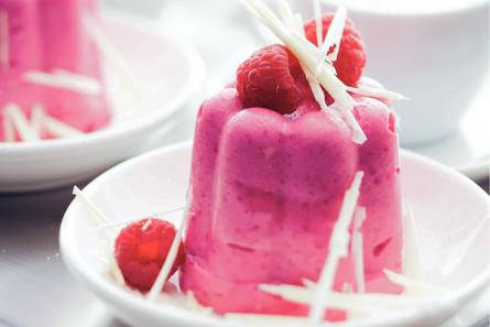 Frambozenpudding met witte chocolade