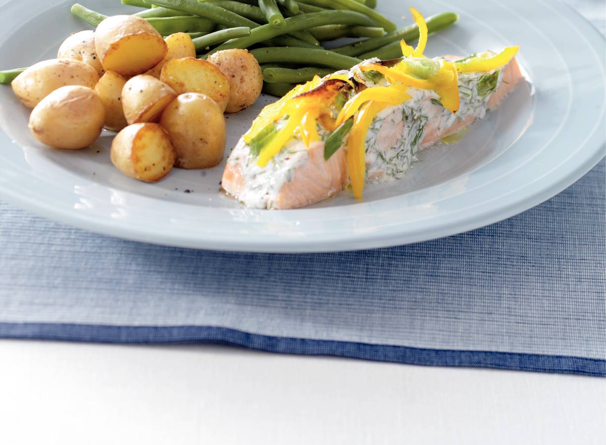 Gegrilde zalmfilet met paprika