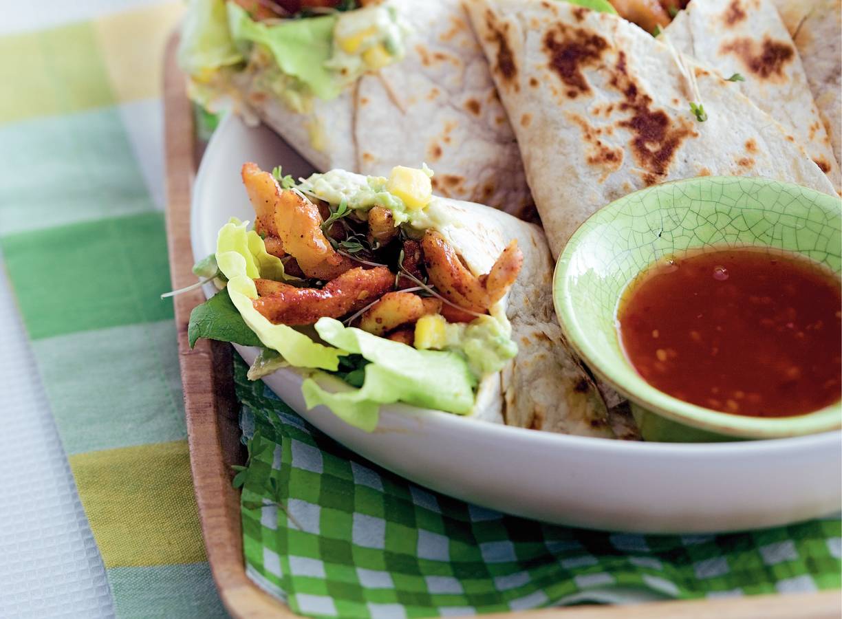 Wraps met kip en tuinkers
