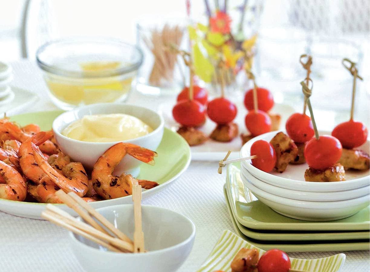 Reuzengarnalen met sherrydip