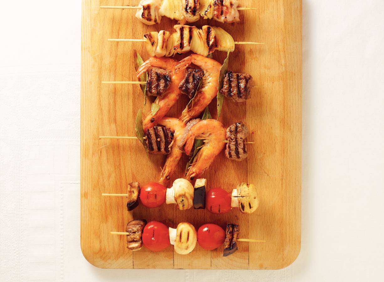 Biefstuk met gamba's