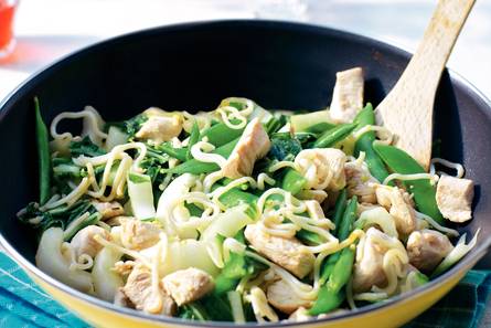 Kipcurry met sugar snaps