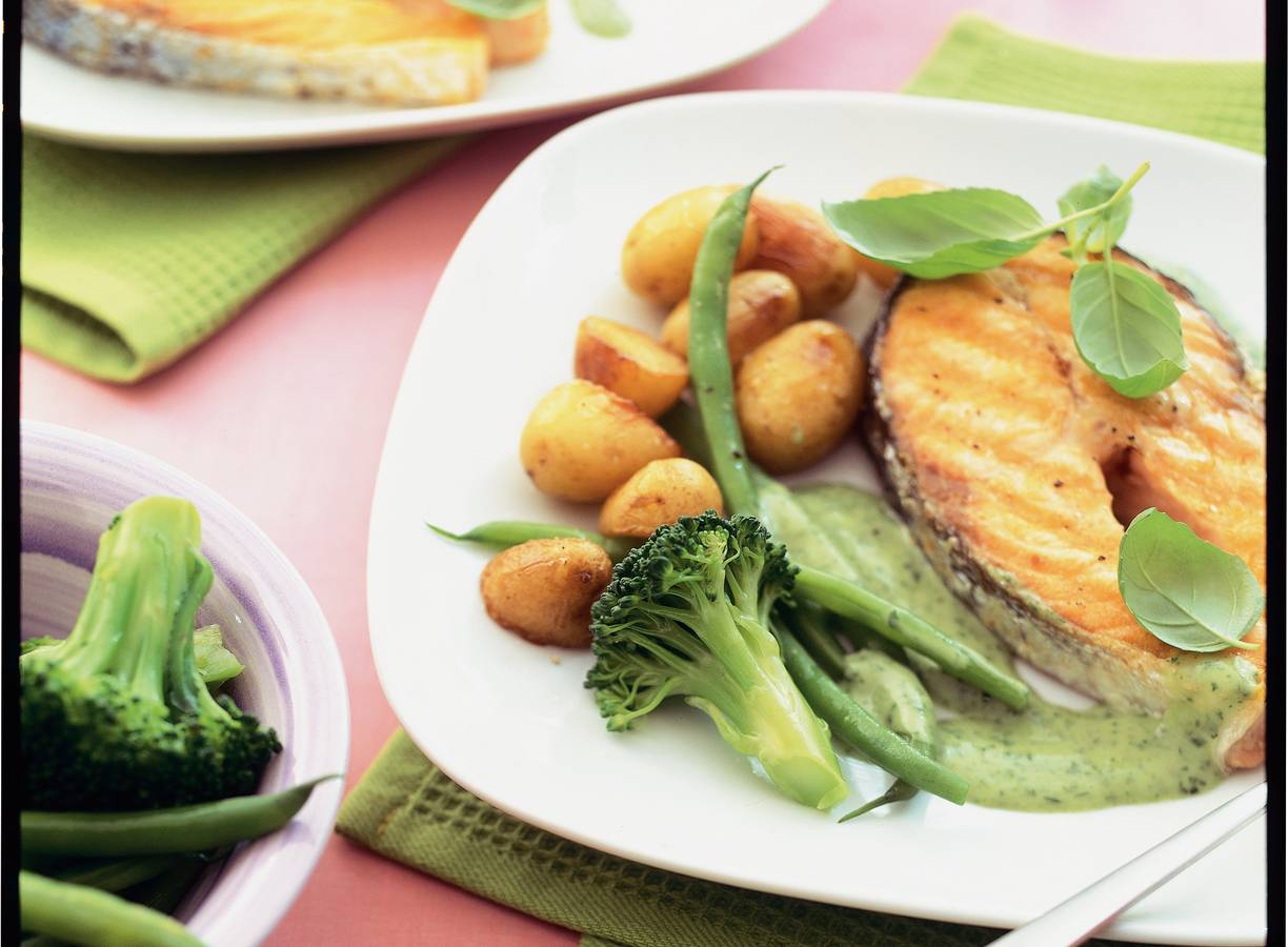 Zalm met basilicum en krieltjes
