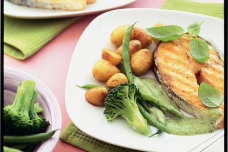 Zalm met basilicum en krieltjes