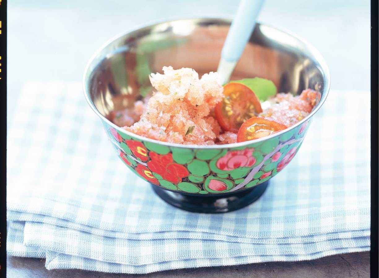 Tomaten-muntsorbetijs