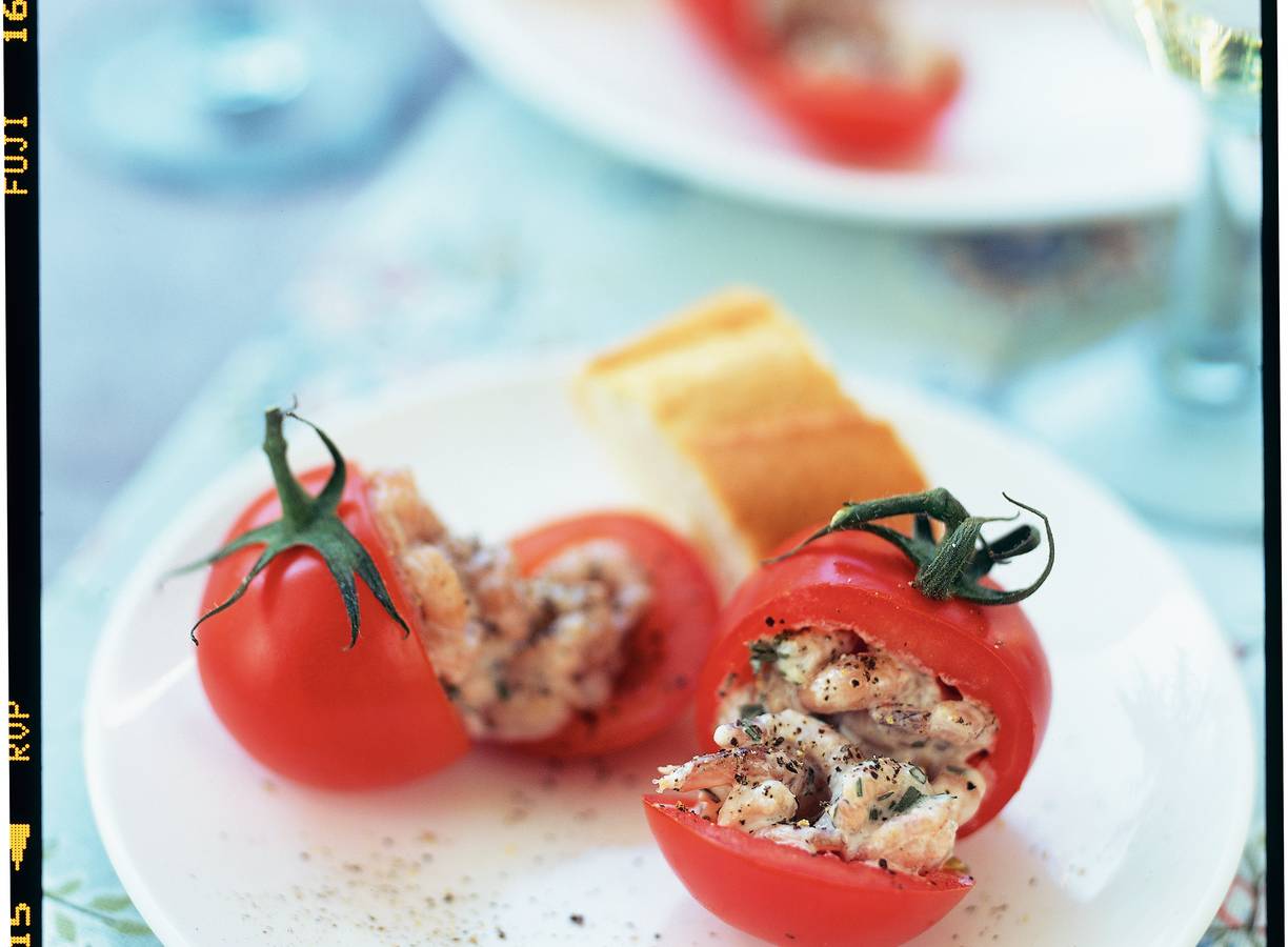 Tasty Tom-trostomaten met garnalen en dragon