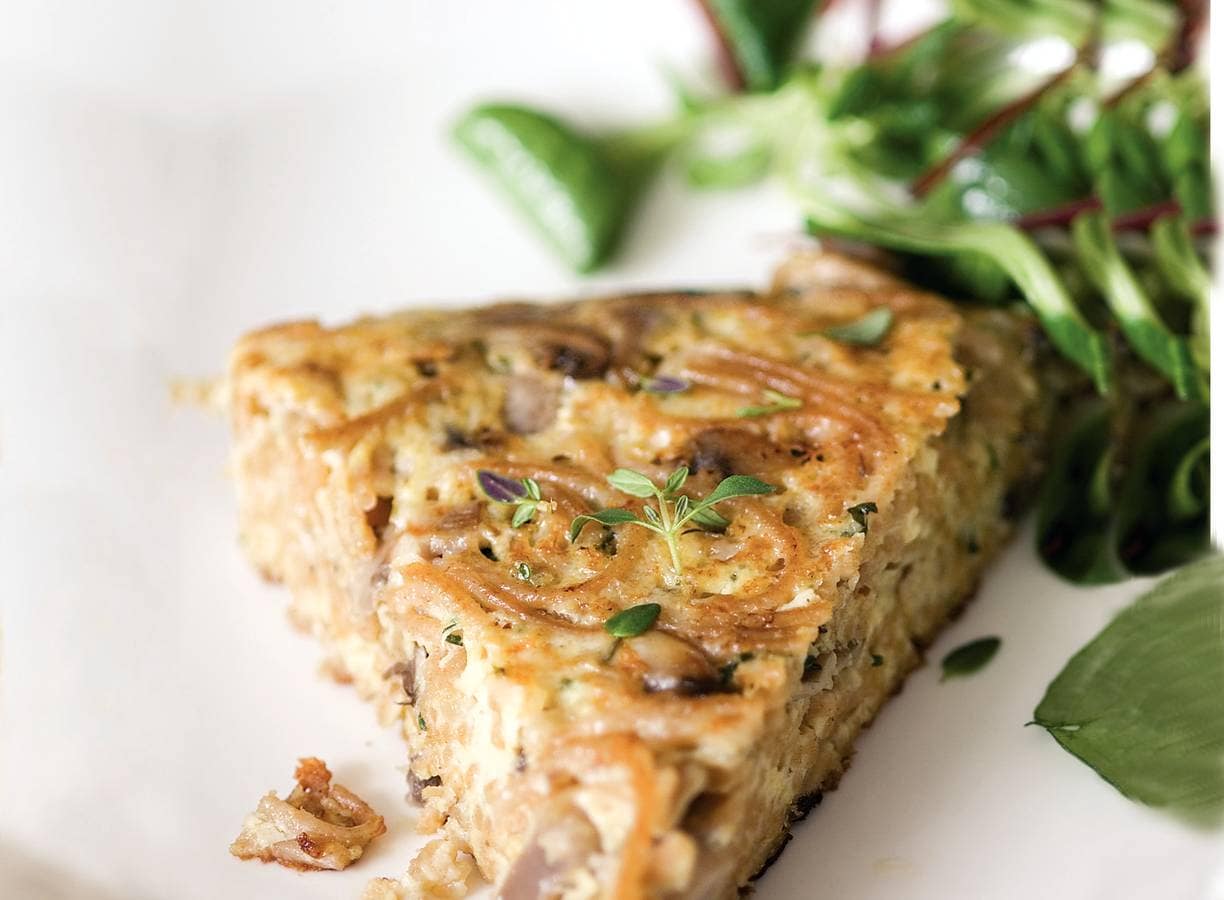 Pasta frittata met paddenstoelen
