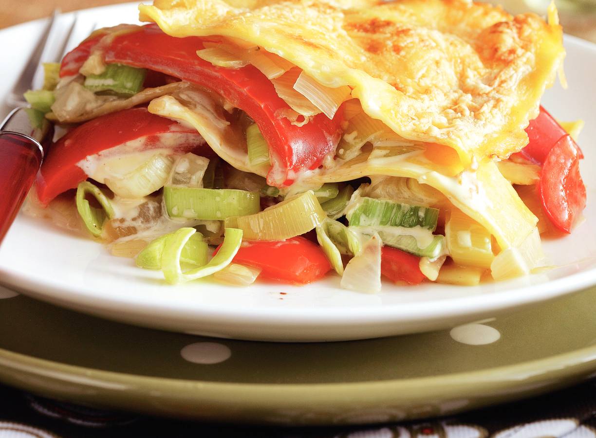 Preilasagne met paprika en oude kaas