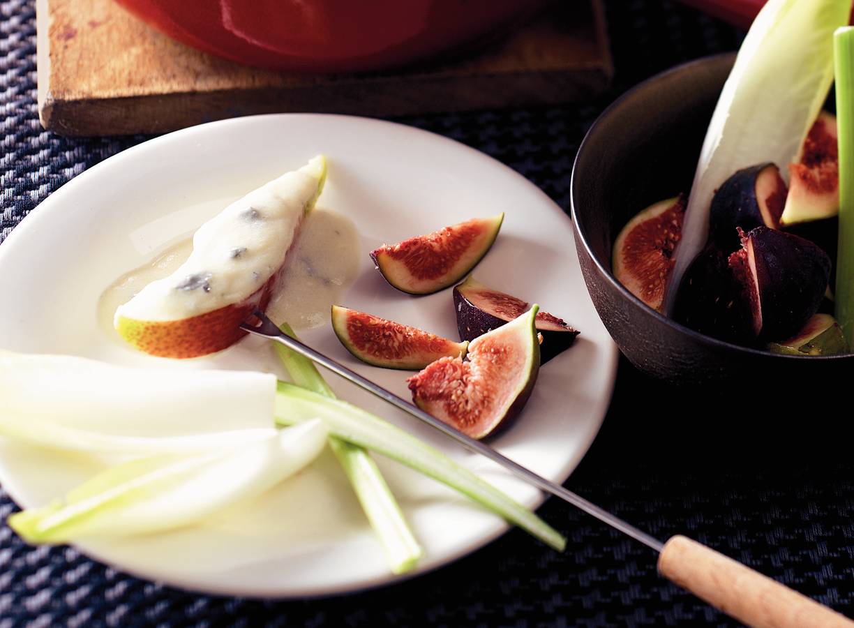 Fondue met roquefort en rode port