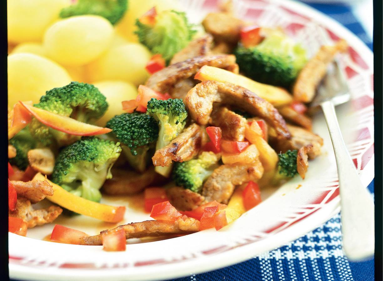 Varkensschnitzel uit de wok