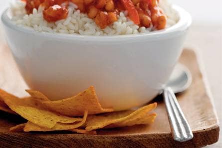 Vegetarische chili met milde yoghurt