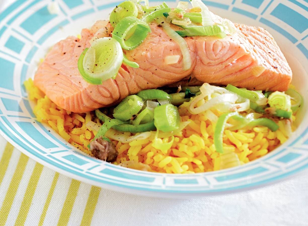 Ovenzalm met pittige prei