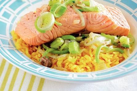 Ovenzalm met pittige prei