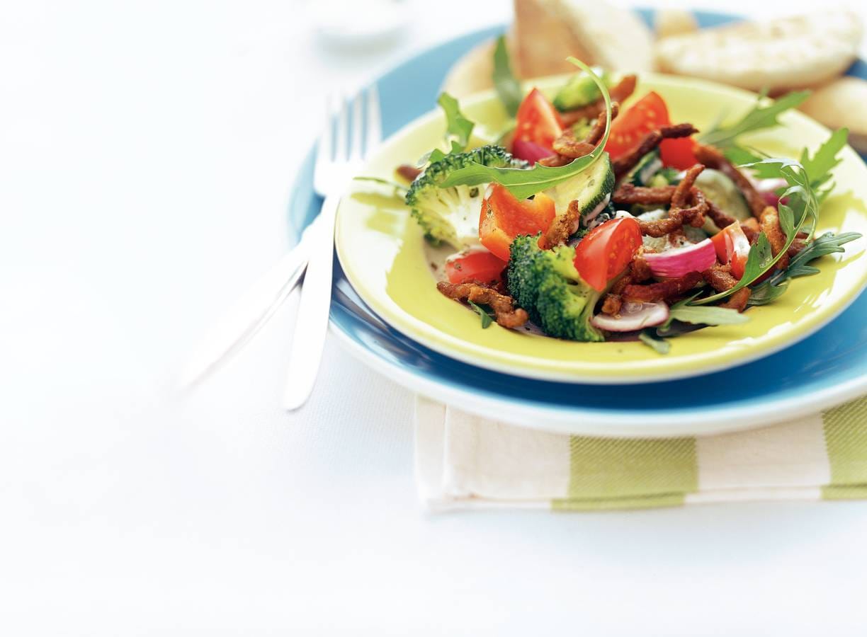 Shoarmasalade met stoomgroenten