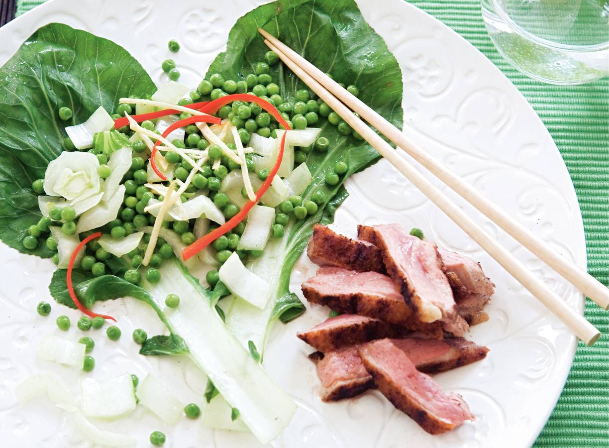 Gegrilde eendenborst met paksoi