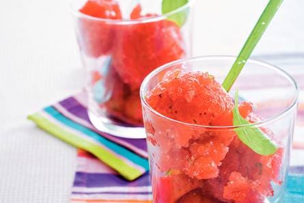 Aardbeiensorbet met basilicum