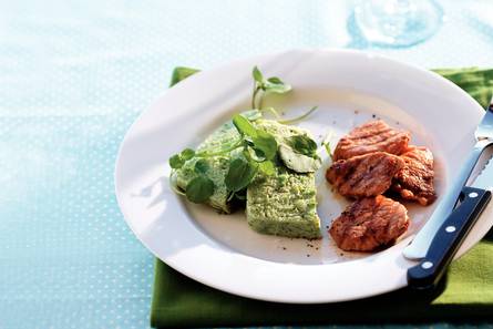 Broccoliterrine met yoghurt en gegrilde varkenshaas