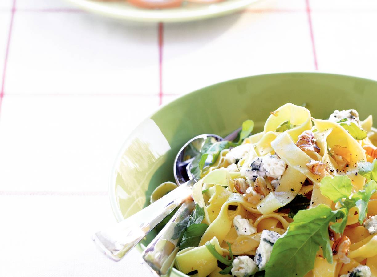 Pappardelle met rucola en blauwaderkaas