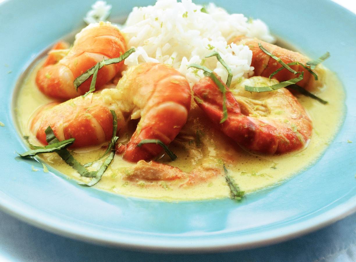 Groene Thaise garnalencurry met kokosmelk
