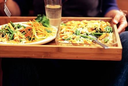 Tofu met sinaasappel-gembersnijbonen