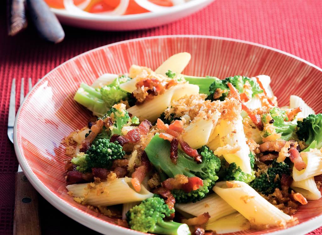 Penne met spekjes en broccoli