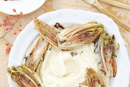 Knolselderijpuree met witlof