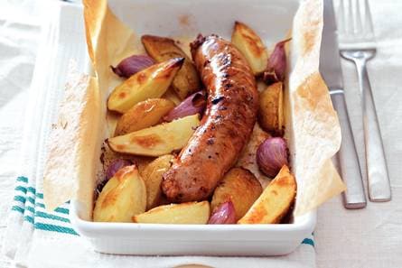 Ovenaardappelen met geroosterde worst