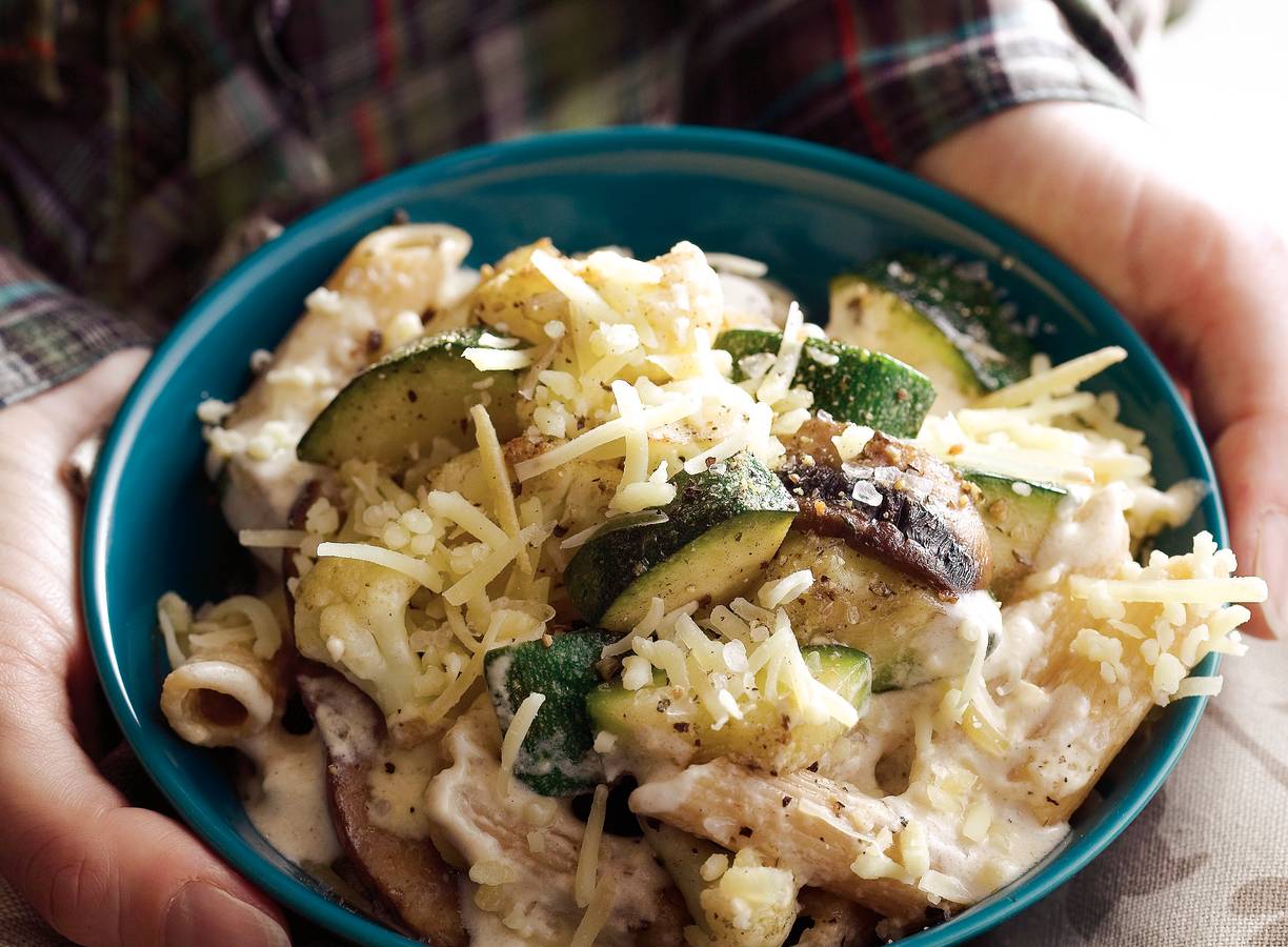 Volkorenpenne carbonara