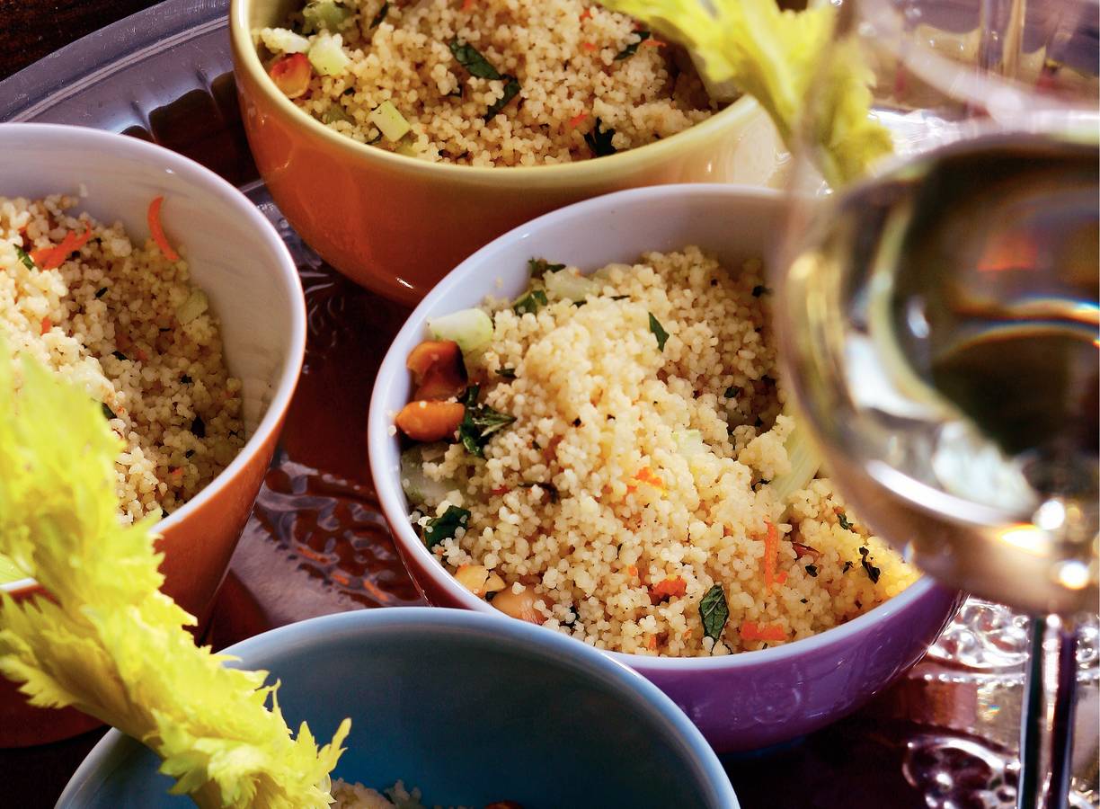 Sinaasappelcouscous met muntdressing