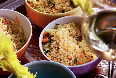 Sinaasappelcouscous met muntdressing