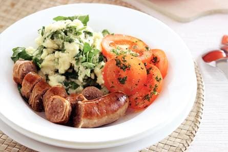 Gegrilde worst met waterkersstamppot