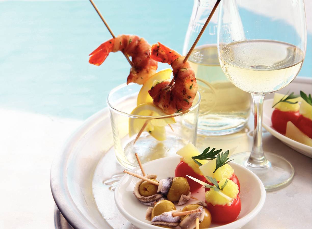 Gamba-pintxos met peterselieolie