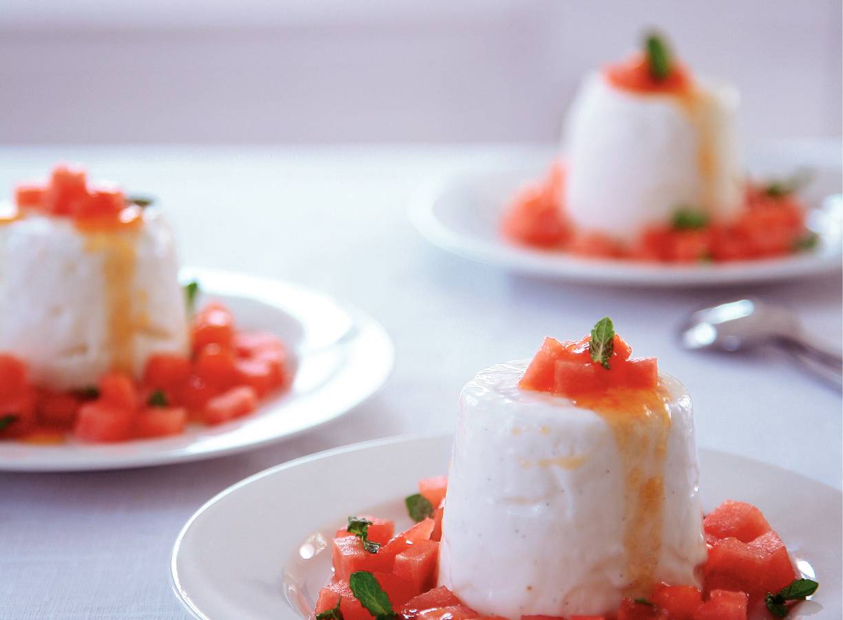 Panna cotta met meloen