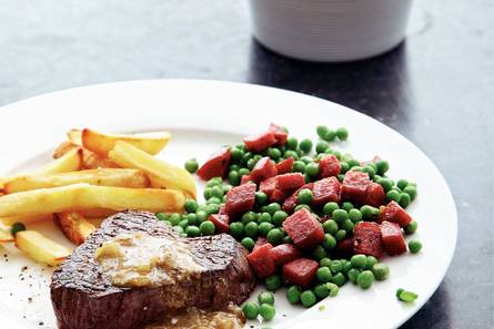 Kogelbiefstuk met mosterdsaus en frites