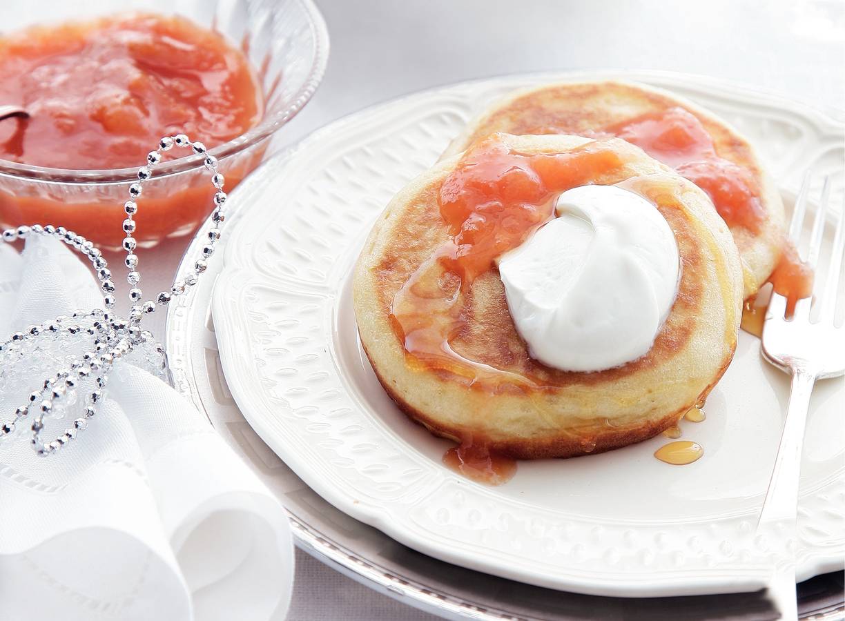 Pannenkoekjes met abrikozencompote
