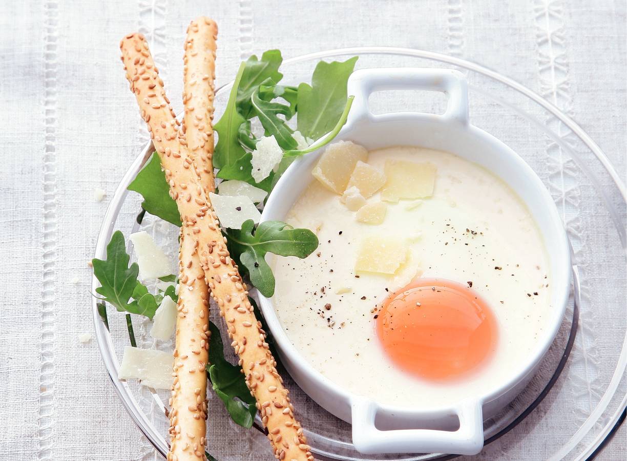 Eipotje met rucola
