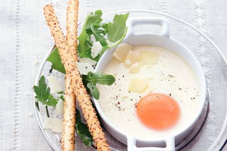 Eipotje met rucola