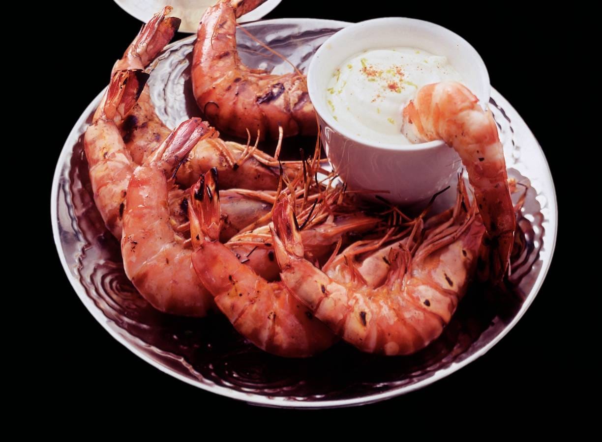 Gegrilde garnalen met limedip