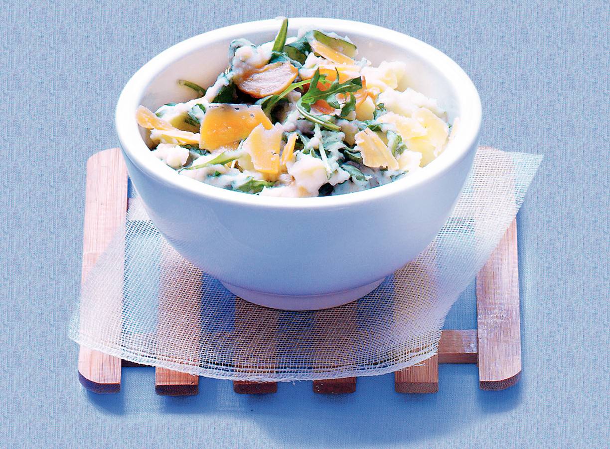 Stamppot met rucola en oude kaas