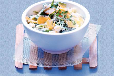 Stamppot met rucola en oude kaas