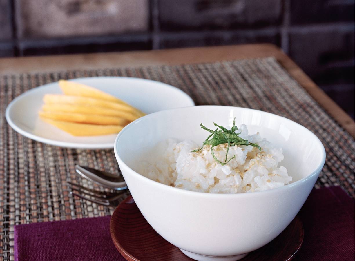 Kokosrijst met mango en munt