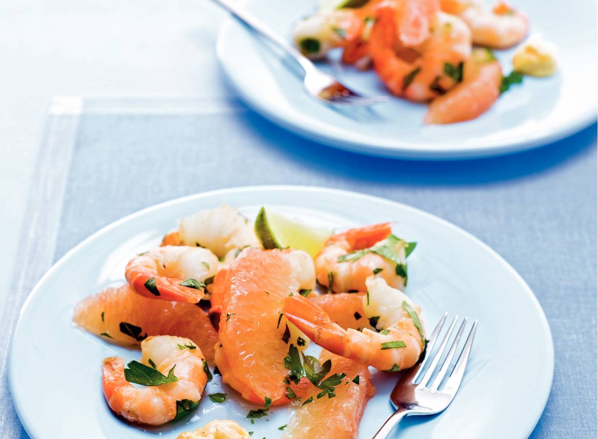 Garnalen met grapefruit