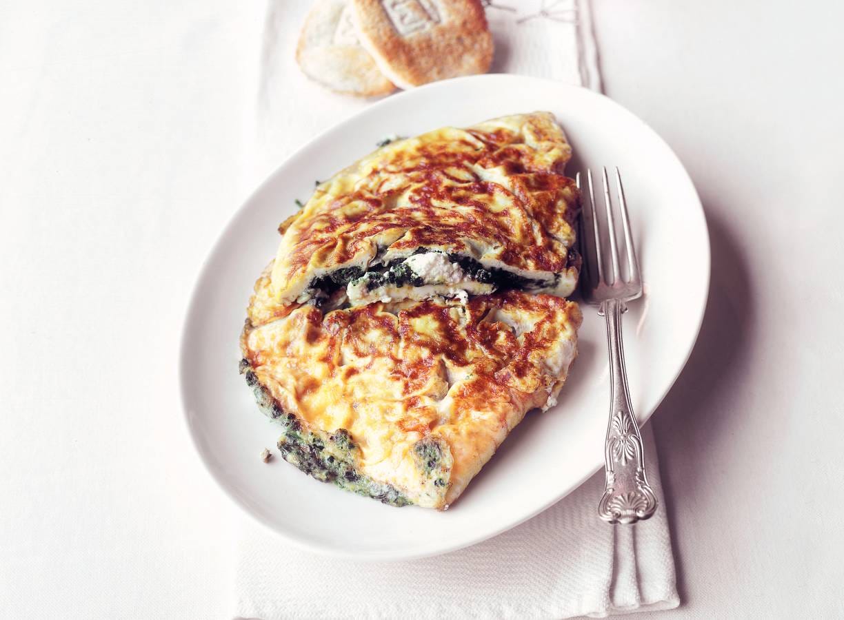 Omelet met spinazie en geitenkaas