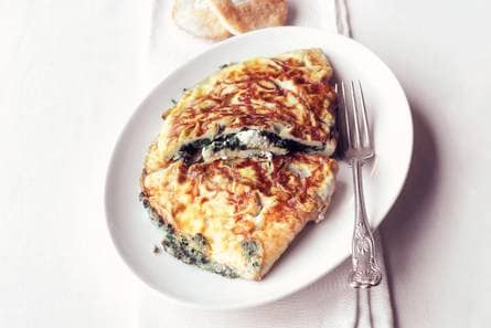 Omelet met spinazie en geitenkaas