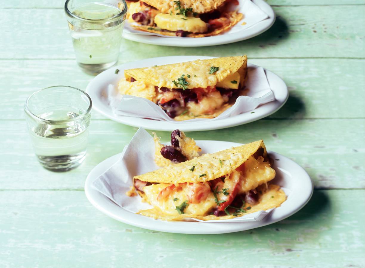 Taco's met ananas, paprika en kidneybonen