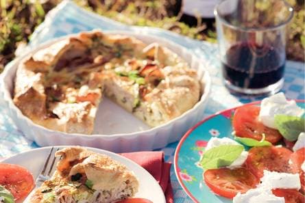 Quiche met gerookte ham en bosui