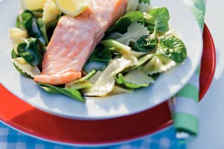 Farfalle met spinazie en zalm