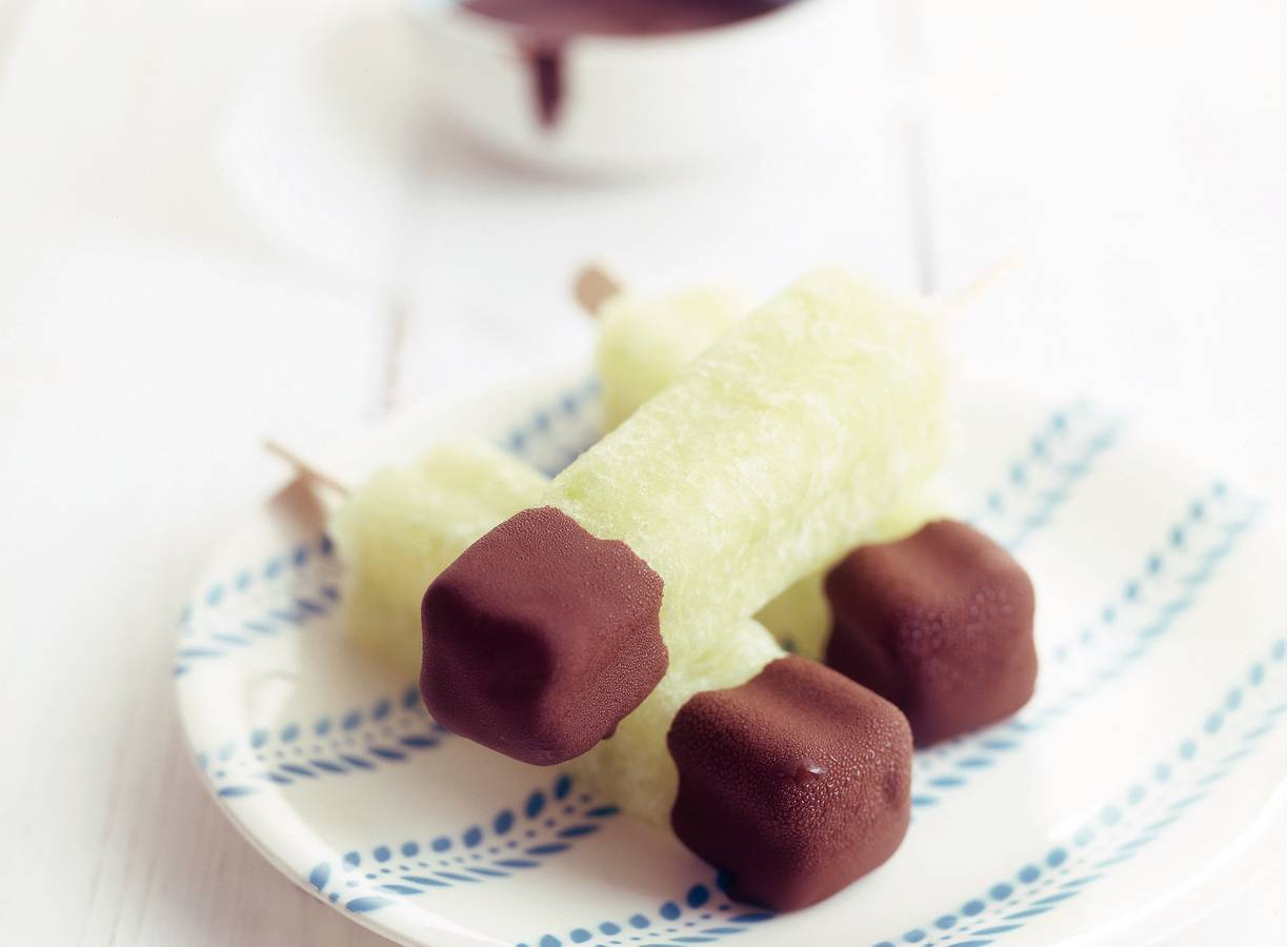 Meloenijs met chocolade