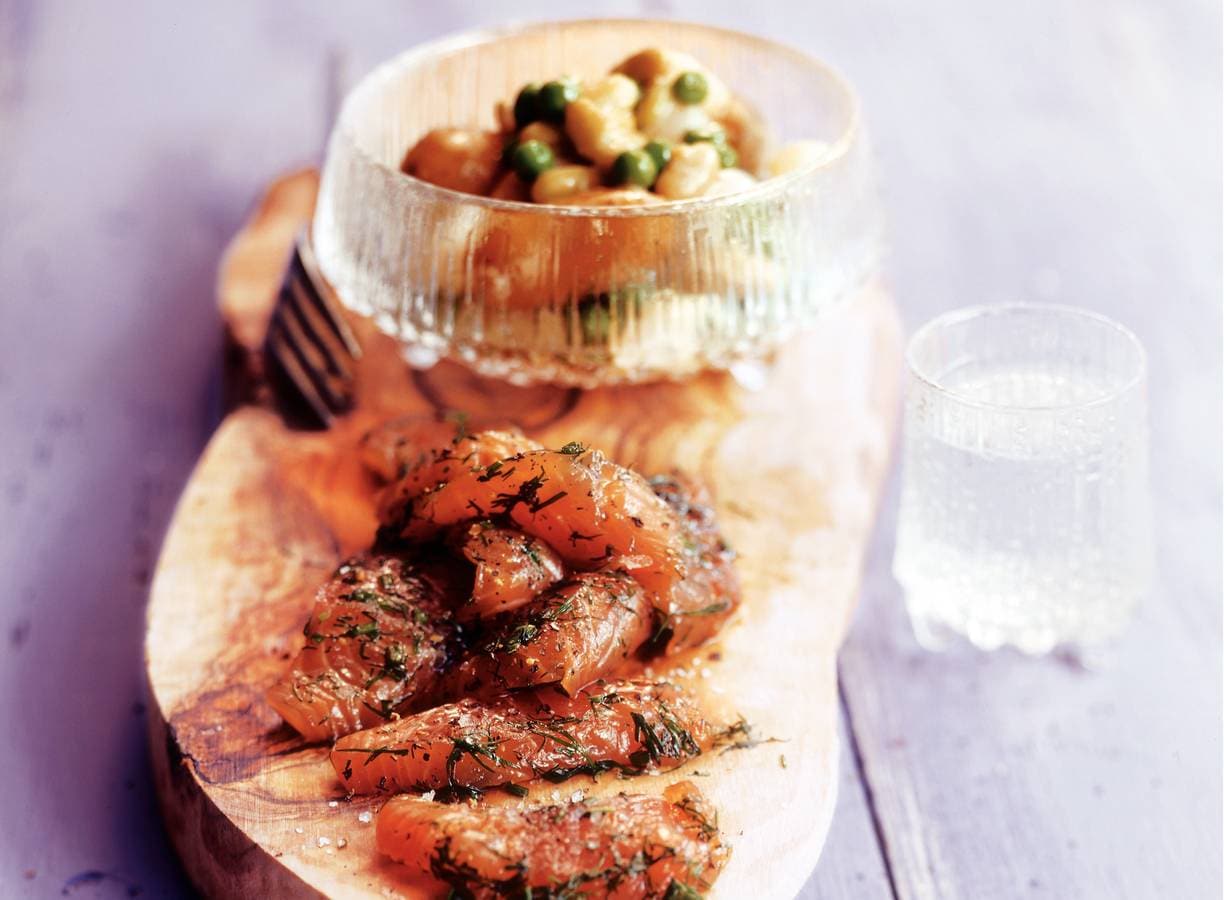 Gravad lax à la minute met groenten