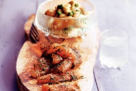 Gravad lax à la minute met groenten